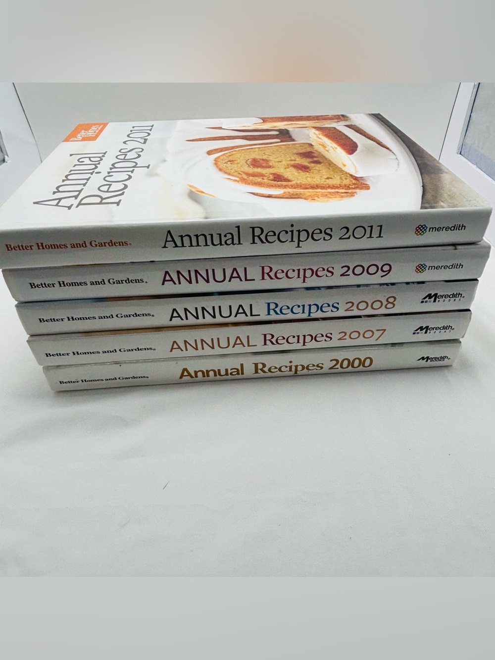 Better Homes And Gardens Annual Recipes Stack - White with Multicolor Titles